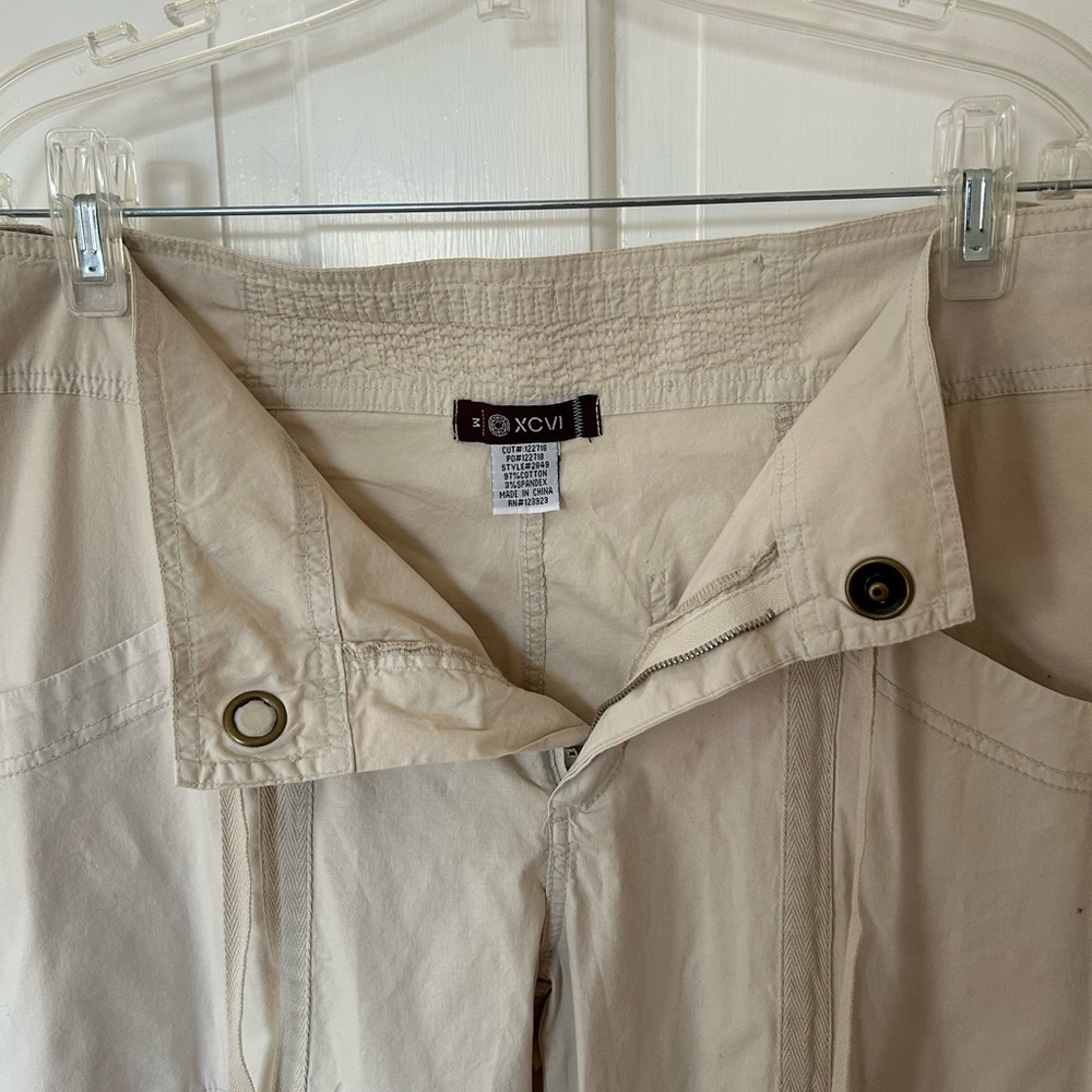 XCVI BEIGE XCVI WILLOW WIDE LEG STRETCH POPLIN PANTS SIZE MEDIUM - Picture 5 of 9